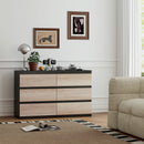 Comò Cassettiera 6 Cassetti 120x39x75 cm con Maniglie a Gola in Legno Nera e color Legno   