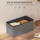 Panca Contenitore Pieghevole 84L 76x38x38 cm in Tessuto Grigio Scuro