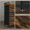 Cassettiera 4 Cassetti Design Industriale 60x29x85 cm in Acciaio Legno e Tessuto Marrone e Nero   