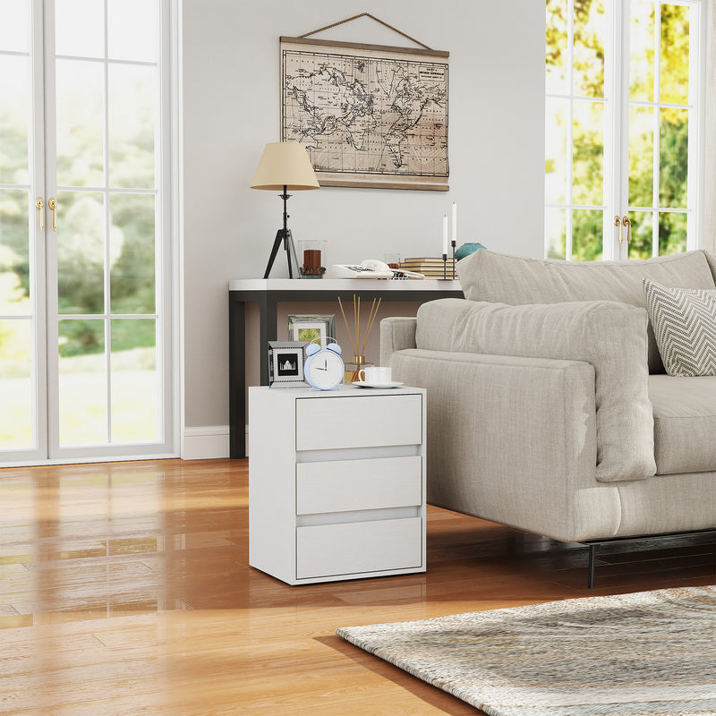 Cassettiera 3 Cassetti Moderna 40x30x50,5 cm in Legno Bianco    