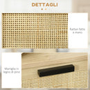 Comodino 1 Cassetto 1 Ripiano 40x40x50 cm in Legno e Rattan Nero e Naturale