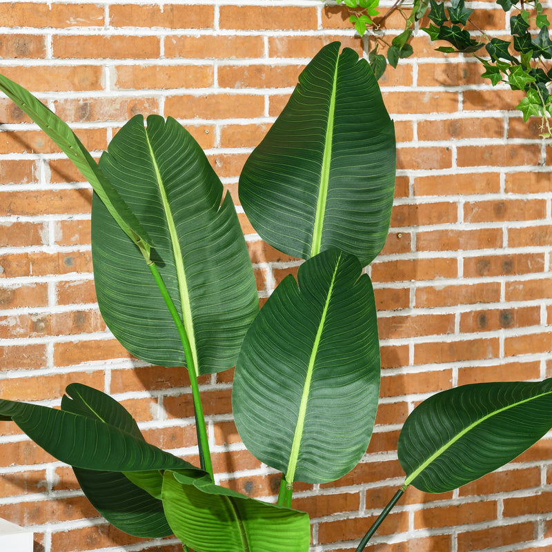 Set 2 Piante Artificiali Palma del Viaggiatore da Interno e Esterno H150 cm con Vaso Verde