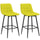 Set 2 Sgabelli da Cucina Stile Nordico 45x47x84 cm in Tessuto Effetto Velluto Giallo