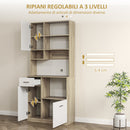 Mobile Dispensa 80x35x180 cm Ripiano con Foro Passacavi Bianco e Rovere   