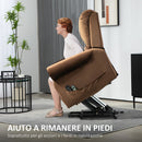 Poltrona Alzapersona Reclinabile a 135° e Massaggiante con Telecomando Marrone Scuro   