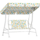 Dondolo per Bambini da Giardino a 2 Posti 112x75x120 cm con Cinture di Sicurezza Bianco   