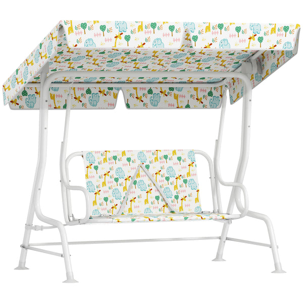 Dondolo per Bambini da Giardino a 2 Posti 112x75x120 cm con Cinture di Sicurezza Bianco prezzo