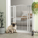 Cancellino per Cani Regolabile con 2 Estensioni 77-105x120 cm in Acciaio e Doppio Blocco Bianco