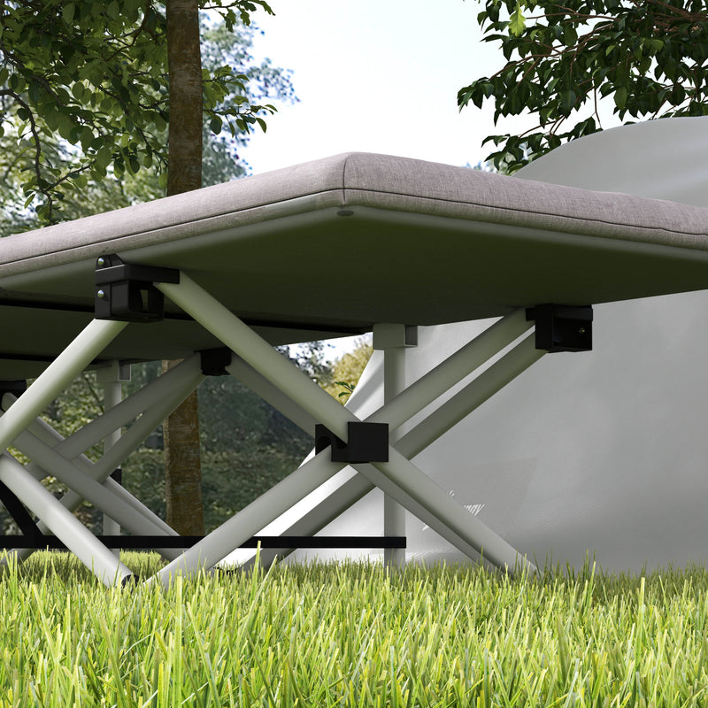 Brandina per Campeggio con Poggiatesta e Tasca 200x65x42 cm in Acciaio e tessuto Oxford Grigio