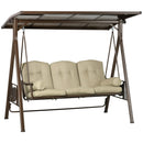 Dondolo da Giardino 3 Posti 208x120x174 cm in Acciaio Marrone e Kaki