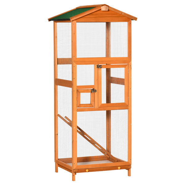 sconto Cage à Oiseaux d'Extérieur Volière 68x63x165 cm en Bois d'Oranger
