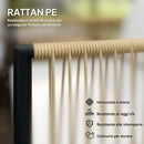 Set 4 Pezzi da Esterno Divanetto 2 Poltrone e Tavolino Basso con Piano in Vetro in Rattan Bianco Crema   