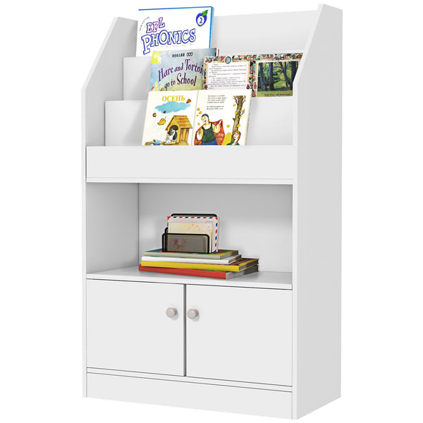 prezzo Scaffale Portagiochi per Bambini 60x29,5x100 cm con Libreria e Armadietto in Legno Bianco