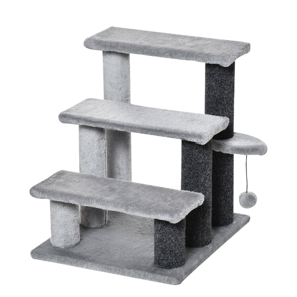 Scaletta per Gatti a 3 Gradini 45x40x48 cm in Flanella Grigio acquista