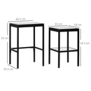 Set 2 Tavolini con Ripiano in Vetro e Struttura in Acciaio Nero