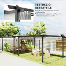 Gazebo da Giardino Pergola 390x390x223 cm con Tettuccio Retrattile 8 Viti e 8 Picchetti in Alluminio Poliestere e Metallo Bianco     