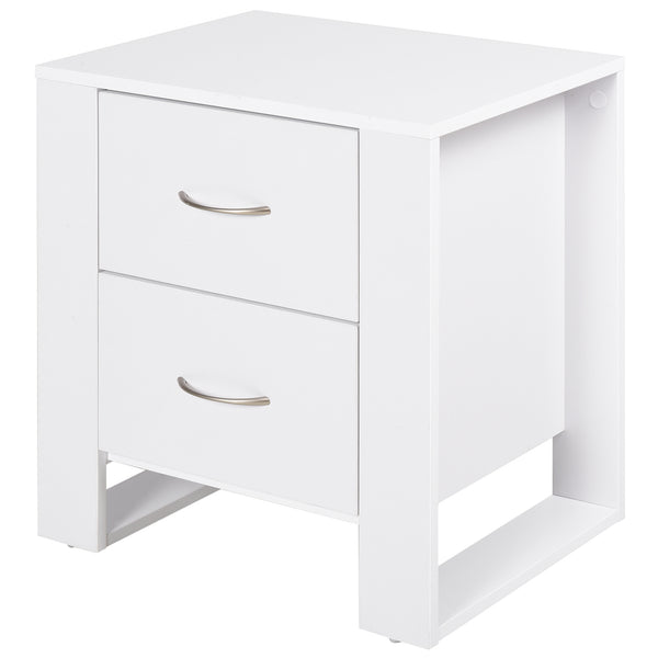 Comodino Moderno  con 2 Cassetti per Camera da Letto 48x39x54 cm in Legno Bianco acquista