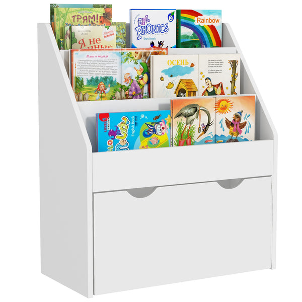 sconto Libreria per Bambini 62.5x30x70 cm 3 Ripiani e Cassetto Inferiore Bianco