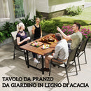 Tavolo da Giardino 160x90x75 cm Piano a Doghe in Legno di Acacia Gambe in Acciaio Colore Teak  