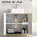 Mobile Sottolavabo da Bagno con Armadietto 2 Ante a Pressione 70x33x79,5cm in Bambù e MDF con Intaglio a U Bianco 