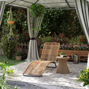Lettino Sdraio da Giardino a S 176x58x82 cm in Rattan PE e Acciaio Nero e color Legno   