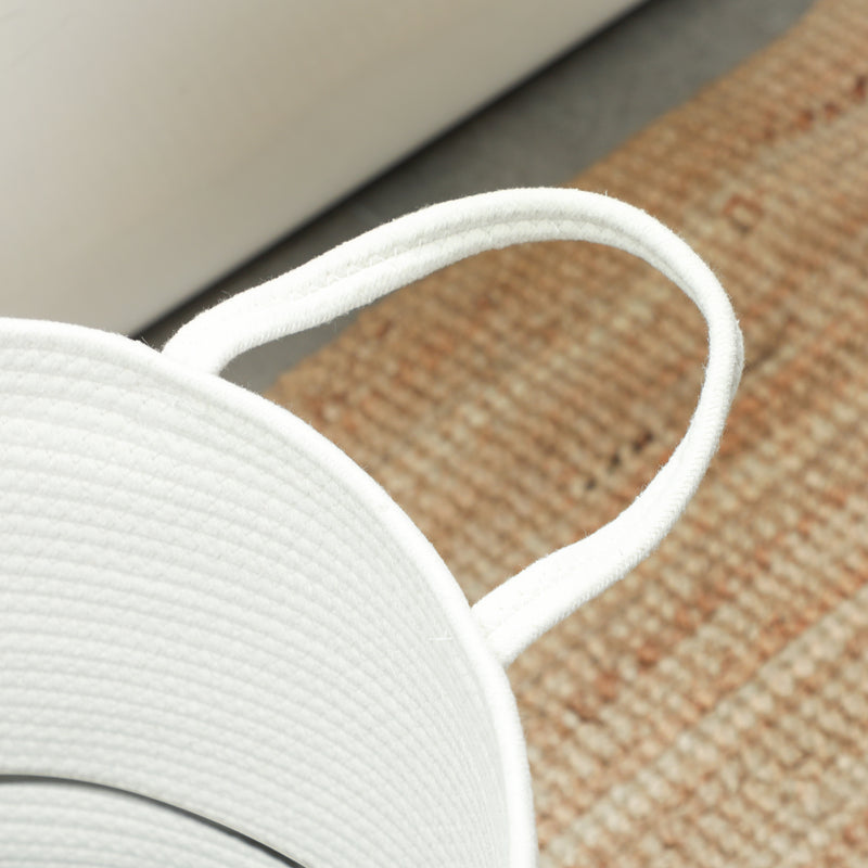 Cesto Portabiancheria Pieghevole con Manici 36L Ø38x45 cm in Cotone Naturale Bianco Crema 