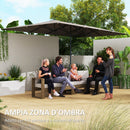 Ombrellone Doppio da Giardino 451x264x264 cm 12 Stecche con Apertura a Manovella Grigio 