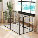 Recinto per Cani a 6 Pannelli Modulabili da 80x1,5x80A cm con Porta di Ingresso in Acciaio Nero    