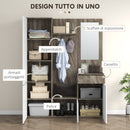 Mobile Guardaroba per Ingresso con Specchio Appendiabiti e Armadio 145x29x184 cm Nero e Bianco  