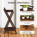 Set 2 Portapiante a 2 Livelli 73x36x64 cm con Design a Doghe in Legno Marrone  