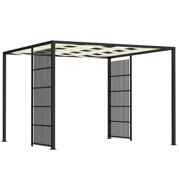 Pergola Gazebo da Giardino 295x295x210 cm Copertura Ondulata e Pannelli Laterali in Metallo Nero prezzo