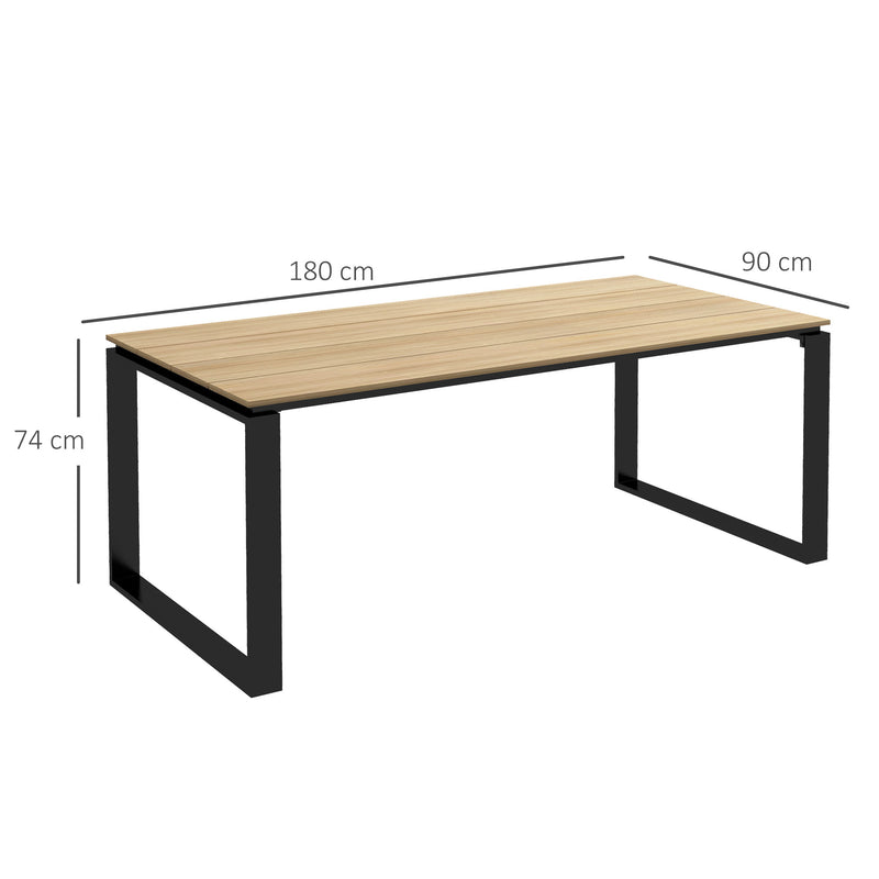 Tavolo da Giardino Rettangolare per 6-8 Persone 180x90x74cm in Alluminio con Piano a Doghe Quercia-3