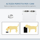 Ciotole per Cani Grandi Rialzate 60x30x41 cm in Acciaio Inox e MDF Bianco 