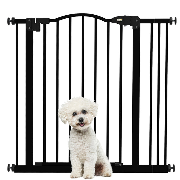Cancelletto per Cani Estensibile 74-87x78 cm con 2 Blocchi e Chiusura Automatica in Metallo e Plastica Nero sconto