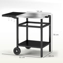 Carrello per Barbecue 91x58x76 cm con Piano in Acciaio Nero   