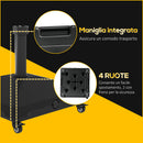 Base per Ombrellone Riempibile a Rotelle 45x45x40 cm in HDPE e Acciaio Nero   