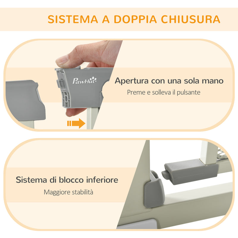Cancelletto di Sicurezza per Cani Estensibile con Chiusura Automatica 75-103x76 cm Grigio 