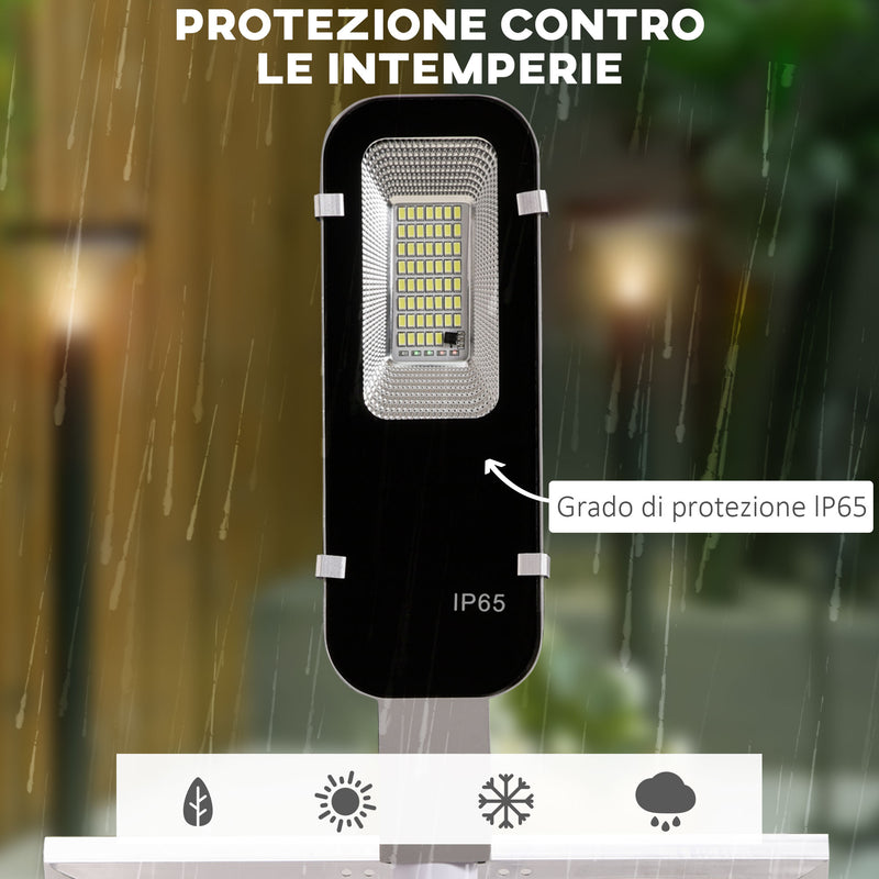 Faretto Solare a LED da Giardino 68x37x16 cm in Alluminio Argento Nero e Bianco