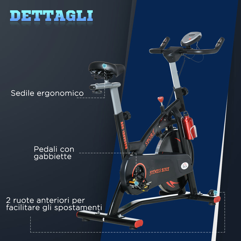 Cyclette Volano da 10kg 47x120x104,5-117 cm con Schermo LCD e Resistenza Magnetica