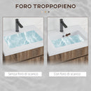 Mobile Lavabo 1 Cassetto 60x45,5x45 cm in Truciolato e Ceramica Marrone Chiaro