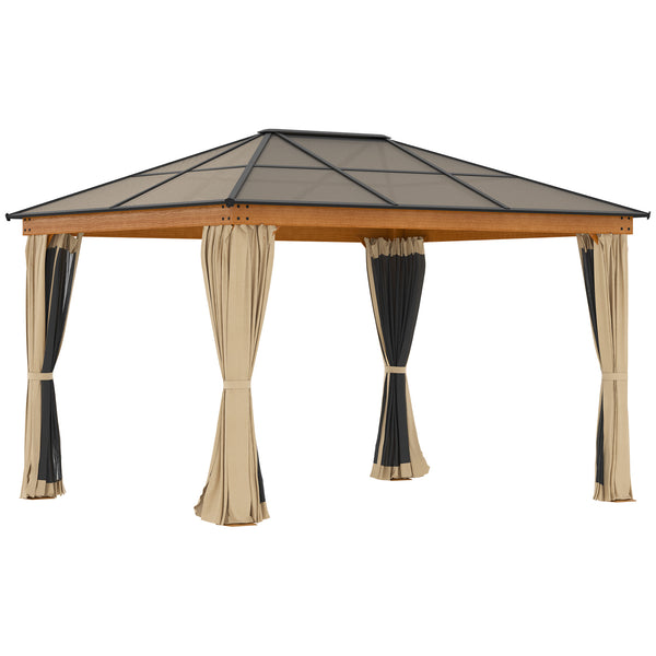 Gazebo da Giardino 2,94x3,60x2,67m con Tetto in Policarbonato e Zanzariere in Acciaio Kaki sconto