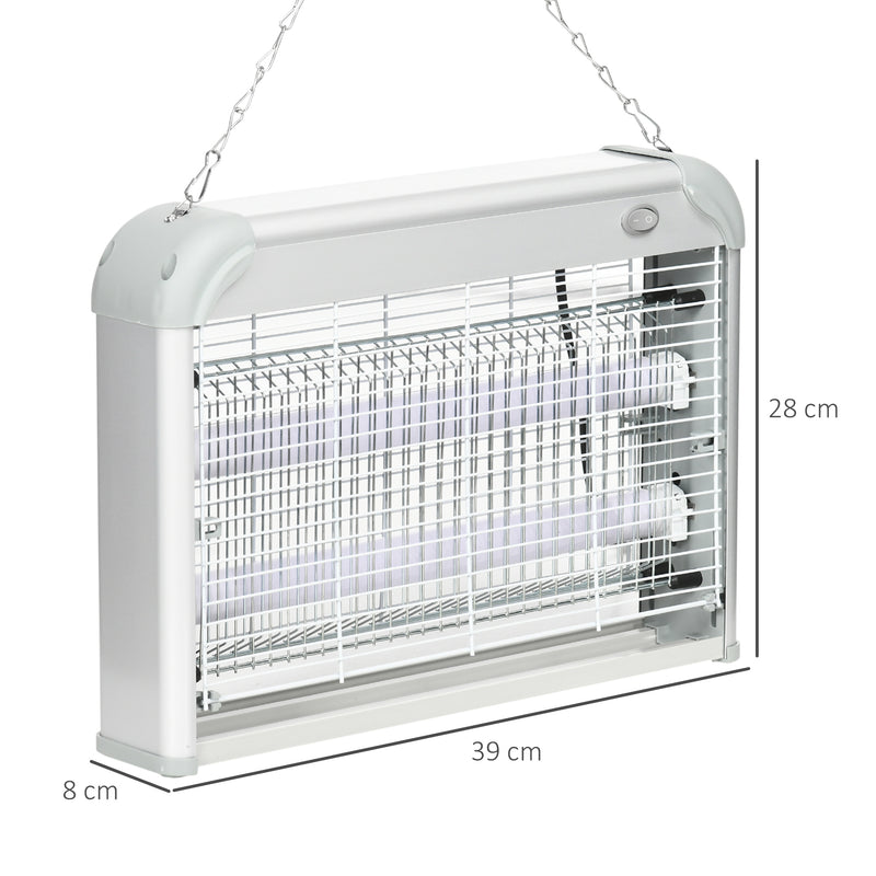 Zanzariera Elettrica 2 Lampade 20W in ABS e Metallo Bianca
