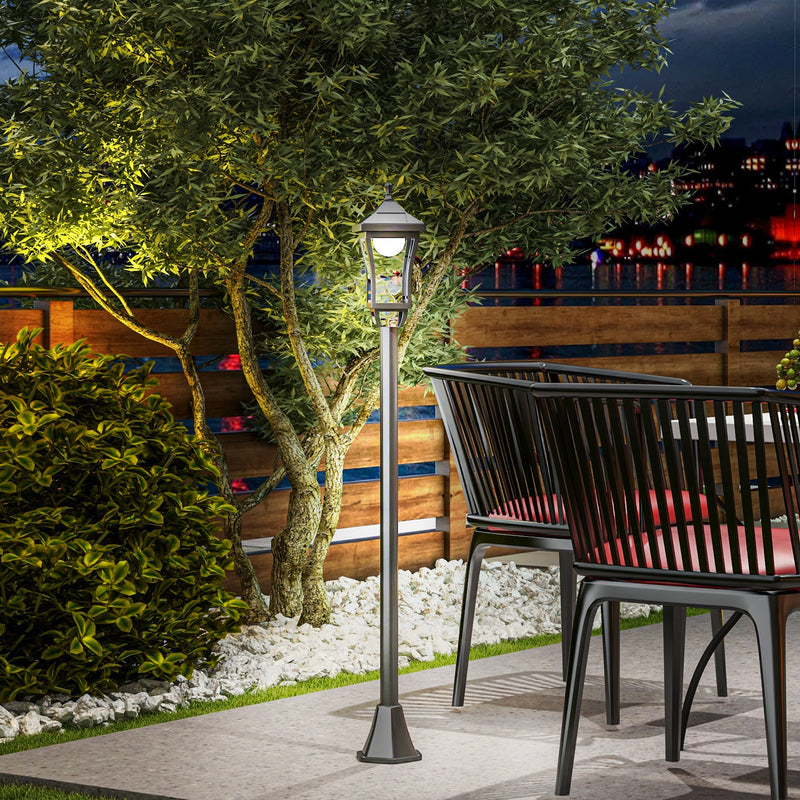 Lampione da Giardino con 6h Autonomia e Ancoraggio a Terra 15x15x127 cm in ABS e Policarbonato Nero
