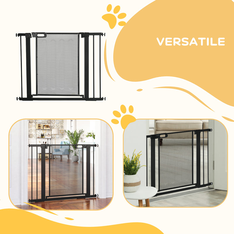 Cancellino per Cani Estensibile a Pressione con Chiusura Automatica 75-103x76 cm in Acciaio e ABS Nero