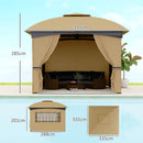 Gazebo da Giardino 335x335x285 cm Protezione UV e Tetto a 2 Livelli Beige   
