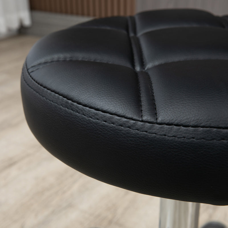 Sgabello Girevole Rotondo con Ruote Ø35,5x51-67 cm Altezza Regolabile in Similpelle Nero