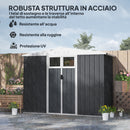 Capanno da Giardino Porta Attrezzi 246x117x180 cm in Acciaio Zincato Grigio Scuro   