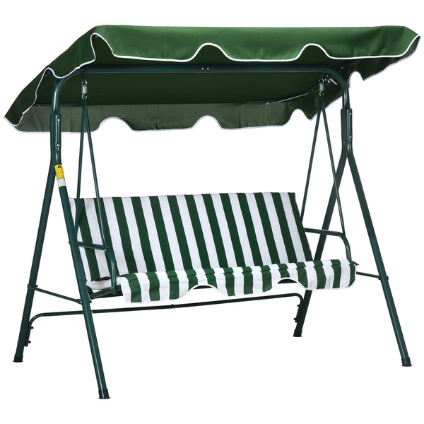 sconto Dondolo 3 Posti da Giardino 172x110x153 cm in Acciaio a Strisce Bianco e Verde