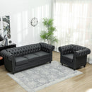 Poltrona da Salotto Stile Chesterfield 105x86x79 cm in Finta Pelle PU Nero   