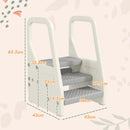 Scaletta per Bambini  3 Gradini in HDPE 43x42x65,5 cm Grigio e Bianco Crema  